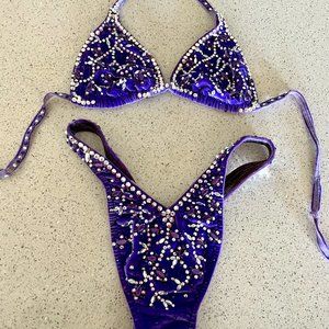 NPC Figure Suit - Purple Velvet & Clear Crystals - C/D Cup & Size 4 Bottom